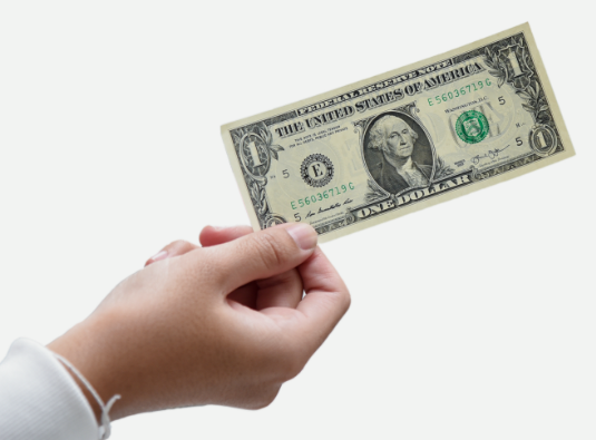 Folded one dollar bill